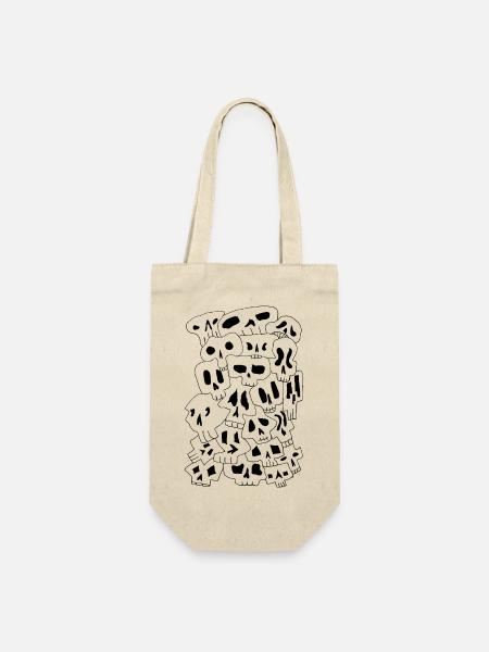Skulls (Black Outlines) - Geschenkbeutel für Flaschen - Natur