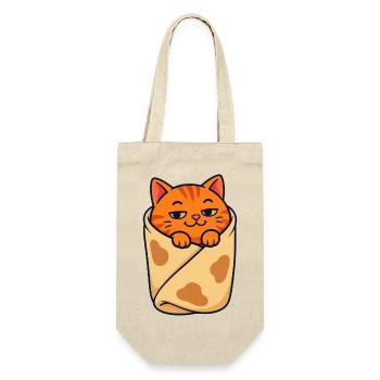 Orangefarbene getigerte Katze eingewickelt wie ein Burrito - Geschenkbeutel für Flaschen - Natur - Vorne