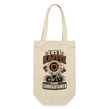 Kaffee und Fahrradfahren - Geschenkbeutel für Flaschen - Natur - Vorne