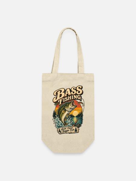 Bassangeln Retro-Sonnenuntergang - Geschenkbeutel für Flaschen - Natur