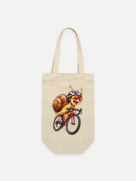 Schnecke auf dem Fahrrad - Geschenkbeutel für Flaschen - Natur