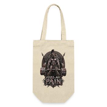 Spartaner Feel My Pain - Geschenkbeutel für Flaschen - Natur - Vorne