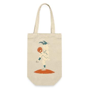 Baseball Pitcher Ziege auf dem Hügel Ballspieler - Geschenkbeutel für Flaschen - Natur - Vorne
