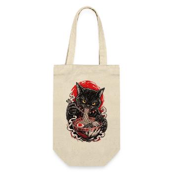 Brennende Ramen-Katze - Geschenkbeutel für Flaschen - Natur - Vorne