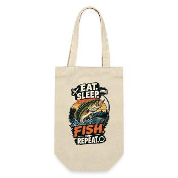 Eat Sleep Fish Repeat – Vintage-Angeln - Geschenkbeutel für Flaschen - Natur - Vorne
