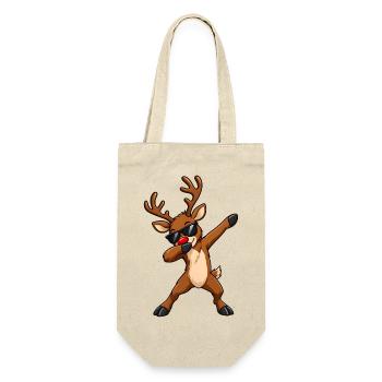 Rentier Dab Dance – Lustiges Weihnachtsmotiv - Geschenkbeutel für Flaschen - Natur - Vorne