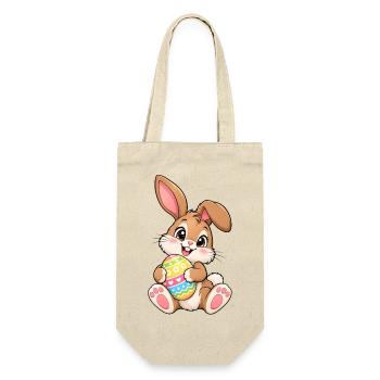 Osterhase Kawaii Style – Süßes Ostermotiv - Geschenkbeutel für Flaschen - Natur - Vorne