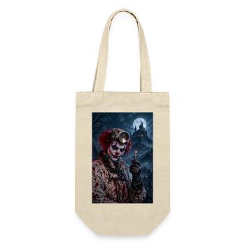 Unheimlicher Clown-Chirurg – Halloween-Horror - Geschenkbeutel für Flaschen - Natur - Vorne