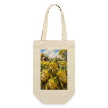 Cottage Pond Frogs Ensemble - Geschenkbeutel für Flaschen - Natur - Vorne