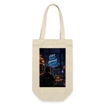 Code Build Improve Repeat Night Dev Studio - Geschenkbeutel für Flaschen - Natur - Vorne