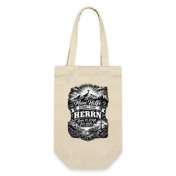 Meine Hilfe kommt vom Herrn – Psalm 121,2 - Geschenkbeutel für Flaschen - Natur - Vorne