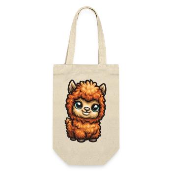 Fluffige Alpaka - Geschenkbeutel für Flaschen - Natur - Vorne