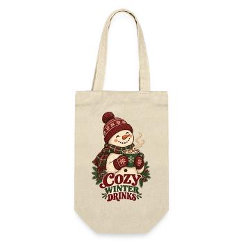 Cozy Winter Drinks Schneemann - Geschenkbeutel für Flaschen - Natur - Vorne