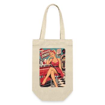 50s Rockabilly Diner: Blondes Pin-Up Girl - Geschenkbeutel für Flaschen - Natur - Vorne