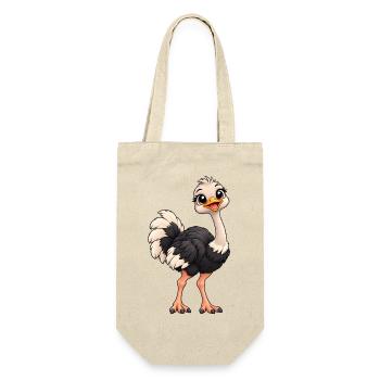 Vogelstrauß Kawaii Style – Süßer Laufvogel - Geschenkbeutel für Flaschen - Natur - Vorne