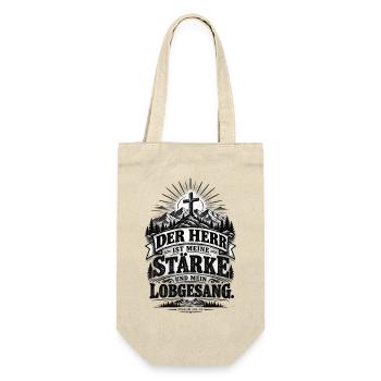 Der Herr ist meine Stärke – Psalm 118,14 - Geschenkbeutel für Flaschen - Natur - Vorne