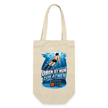 Unterwasser Taucher Spruch Oben Atmen - Geschenkbeutel für Flaschen - Natur - Vorne