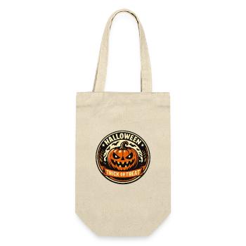 Halloween Kürbis Trick or Treat Sticker - Geschenkbeutel für Flaschen - Natur - Vorne