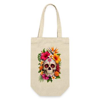 Halloween Sugar Skull Sugarskull  - Geschenkbeutel für Flaschen - Natur - Vorne