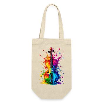 Bunte Violine Regenbogen Geige Musik Farbspritzer - Geschenkbeutel für Flaschen - Natur - Vorne