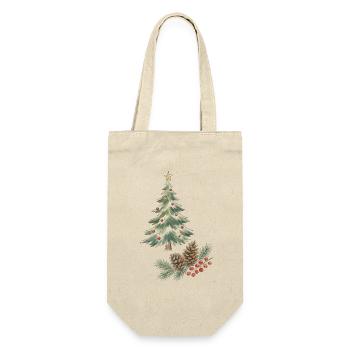 Weihnachtsbaum mit Tannenzapfen und Beeren - Geschenkbeutel für Flaschen - Natur - Vorne