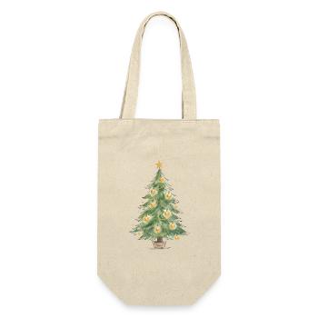 Eleganter Weihnachtsbaum mit goldenen Ornamenten - Geschenkbeutel für Flaschen - Natur - Vorne