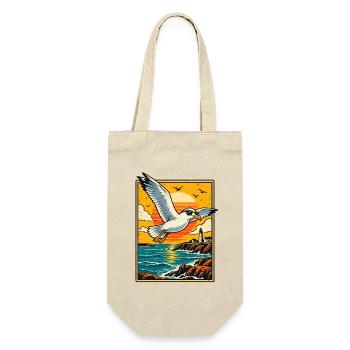 Retro-Möwe bei Sonnenuntergang - Geschenkbeutel für Flaschen - Natur - Vorne