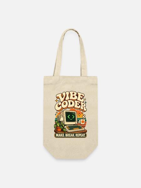 Vibe Coder Retro Computer macht Pause Wiederholung - Geschenkbeutel für Flaschen - Natur