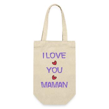 I LOVE. I LOVE YOU. MAMAN. FÊTE DES MÈRES. FÊTE - Sac à bouteille - nature - Devant