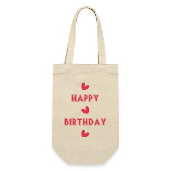 ANNIVERSAIRE. HAPPY BIRTHDAY. JOYEUX ANNIVERSAIRE. - Sac à bouteille - nature - Devant