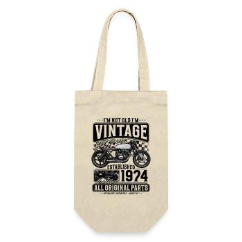 1974 Vintage Birthday Cafe Racer Motorcycle - Gift Bag for Bottles - nature - Front