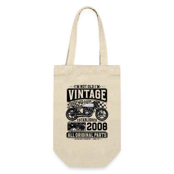 2008 Jahrgang Geburtstag Cafe Racer Motorrad - Geschenkbeutel für Flaschen - Natur - Vorne