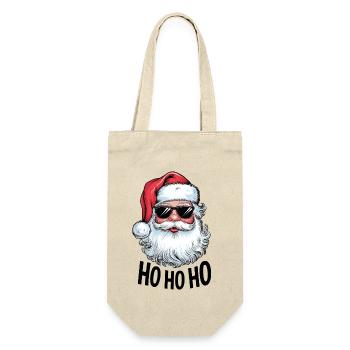 Weihnachtsmann Ho Ho Ho Sonnenbrille cool lustig - Geschenkbeutel für Flaschen - Natur - Vorne