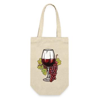 Wine Glass Grapes Wine - Gift Bag for Bottles - nature - Front