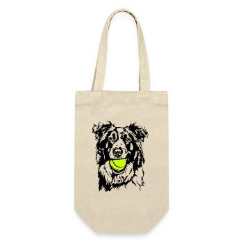 Border Collie Ball Ball Junkie Dogs Wilsigns - Gift Bag for Bottles - nature - Front