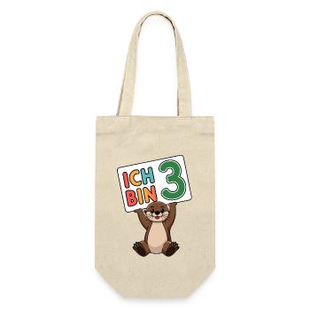 Ich bin 3 Jahre dritter Geburtstag - Geschenkbeutel für Flaschen - Natur - Vorne