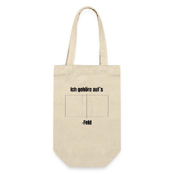 Volleyball - "Ich gehöre auf´s Volleyball - Feld" - Geschenkbeutel für Flaschen - Natur - Vorne