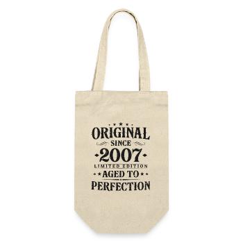 Original 2007 Jahrgang Geburtstag Geschenk - Geschenkbeutel für Flaschen - Natur - Vorne