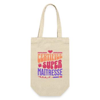 Certifiée super maitresse d' école cadeau - Sac à bouteille - nature - Devant