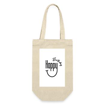 Happy Birthday Smile - Geschenkbeutel für Flaschen - Natur - Vorne