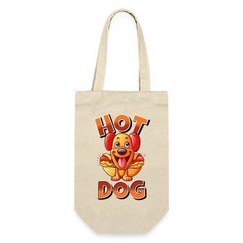 Hot Dog, Chien, Saucisse, Restauration Rapide, Jeu De Mots, Drôle, Humour - Sac à bouteille - nature - Devant