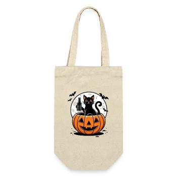 Just Waiting for Halloween Black Cat - Geschenkbeutel für Flaschen - Natur - Vorne