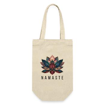 Boho Lotus Blume Yoga Meditation - Geschenkbeutel für Flaschen - Natur - Vorne