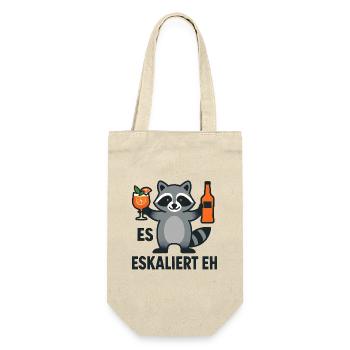 Waschbär Party Spruch Es Eskaliert Eh Lustig - Geschenkbeutel für Flaschen - Natur - Vorne