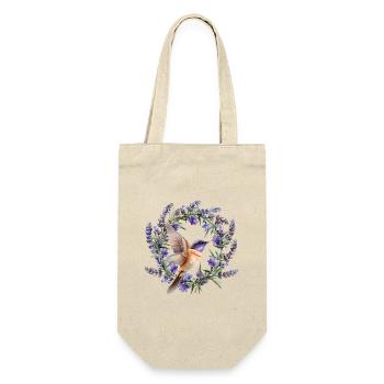 Kolibri mit Lavendel - Geschenkbeutel für Flaschen - Natur - Vorne