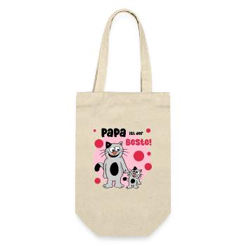 Papa ist der Beste - Geschenkbeutel für Flaschen - Natur - Vorne