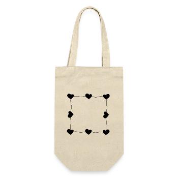 neun herzen linie herz liebe rahmen - Geschenkbeutel für Flaschen - Natur - Vorne