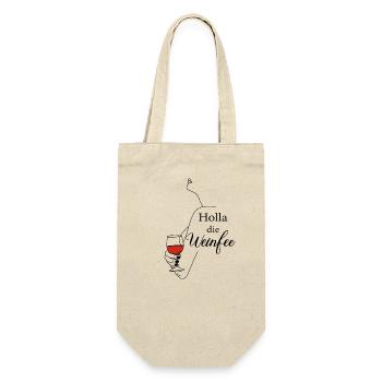 Weißwein Rotwein JGA Vino Wein - Holla die Weinfee - Geschenkbeutel für Flaschen - Natur - Vorne