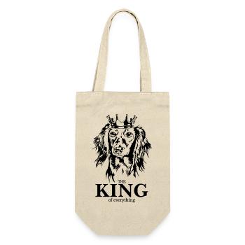 Langhaardackel King of everything Spruch Hunde - Geschenkbeutel für Flaschen - Natur - Vorne