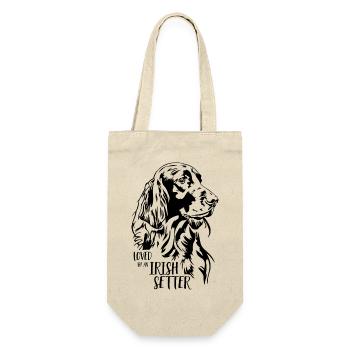 Loved by an Irish Setter Hundespruch Wilsigns - Geschenkbeutel für Flaschen - Natur - Vorne